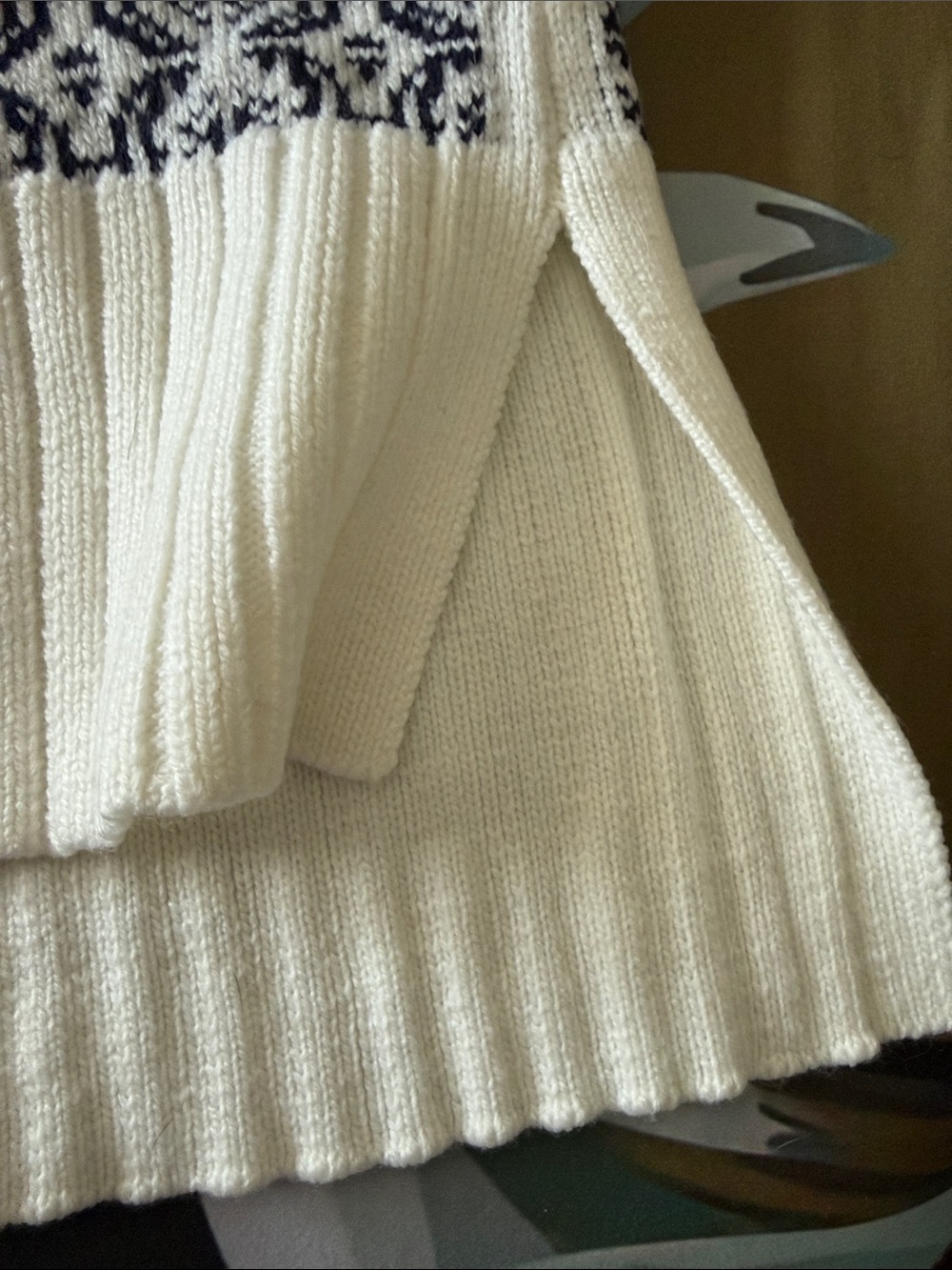 Ribbed Cowl Neck Sweater in Cream and Black - Picture 4 of 4